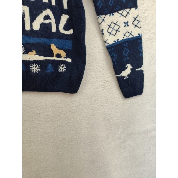 You Look Ugly Today Women Sweater Large Blue Printed 100% Acrylic Knit Pullover - Picture 5 of 16